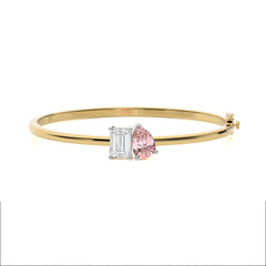 Stylist Toi et Moi Emerald and Pink pear Lab Created duo stone Bangle Bracelet.