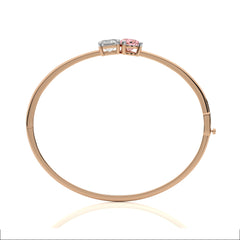 Stylist Toi et Moi Emerald and Pink pear Lab Created duo stone Bangle Bracelet.