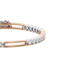 Radiant Brilliance Natural Diamond Studded Gold Tennis Bracelet with Clasp Lock