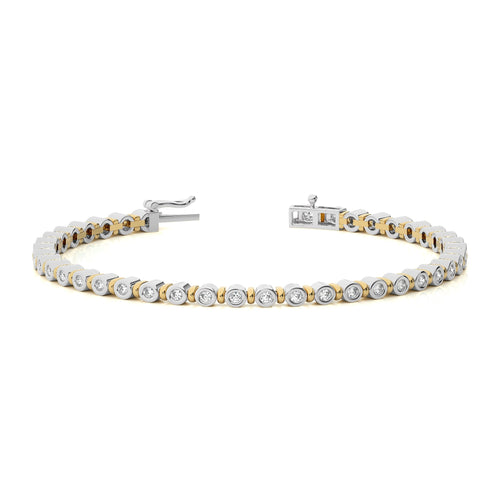 Celestial Allure Starlight Symphony Natural Diamonds Studded Gold Tennis Bracelet with Clasp Lock