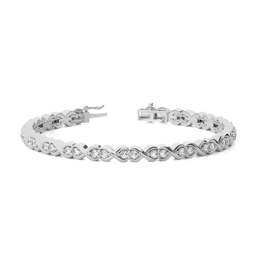 Astral Luster Stellar Essence Lab Diamonds Studded Infinity Design Tennis Bracelet with Clasp Lock in 925 Sterling Silver Size 7 Inch