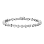 Galactic Grace Eco-Friendly Lab Grown Diamonds Studded  Bazel Set Tennis Bracelet with Clasp Lock in 925 Sterling Silver Size 7 Inch