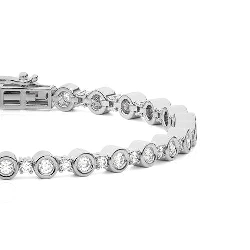 Galactic Grace Eco-Friendly Lab Grown Diamonds Studded  Bazel Set Tennis Bracelet with Clasp Lock in 925 Sterling Silver Size 7 Inch