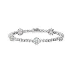 Eternal Sparkle Ethical Lab Grown Diamonds Studded Round Motifs Linked Station/Tennis Bracelet with Clasp Lock in 925 Sterling Silver Size 7 Inch