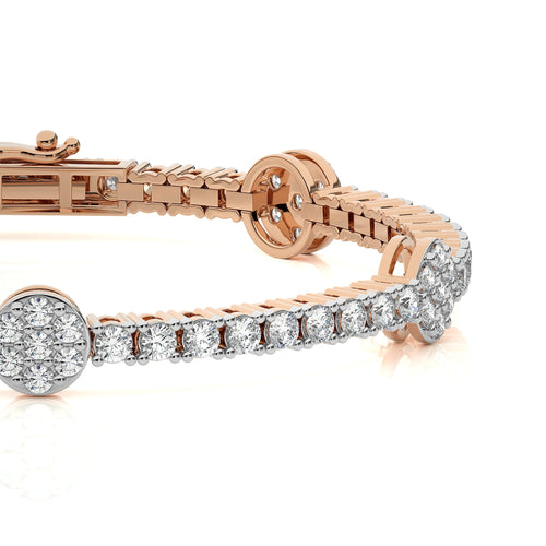 Jewels of Tomorrow Sustainable Natural Diamonds Studded Round  Motifs Linked Gold Station/Tennis Bracelet with Clasp Lock