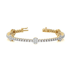 Jewels of Tomorrow Sustainable Natural Diamonds Studded Round  Motifs Linked Gold Station/Tennis Bracelet with Clasp Lock