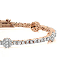 Captivating Cosmos Luster Sustainable Natural Diamonds Studded Round Motifs Linked Gold Station/Tennis Bracelet with Clasp Lock