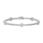 Captivating Cosmos Luster Sustainable Lab Grown Diamonds Studded Round Motifs Linked Station/Tennis Bracelet with Clasp Lock in 925 Sterling Silver Size 7 Inch
