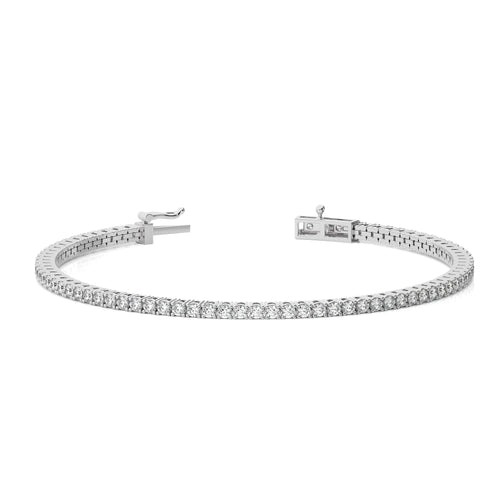 Silver Stardust Sparkle Lab Grown Diamonds Studded Classic Tennis Bracelet with Clasp Lock in 925 Sterling Silver Size 7 Inch