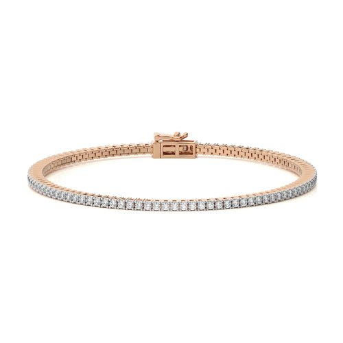 Modern Majesty Dazzling Natural Diamonds Studded Classic Gold Tennis Bracelet with Clasp Lock