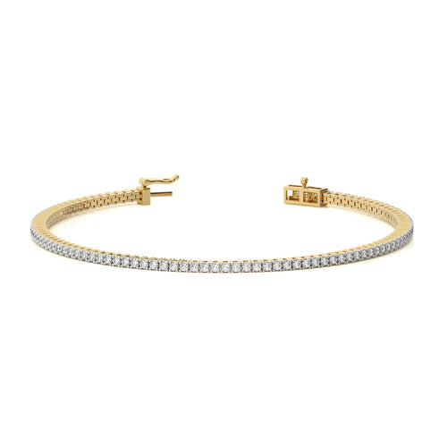 Modern Majesty Dazzling Natural Diamonds Studded Classic  Gold Tennis Bracelet with Clasp Lock