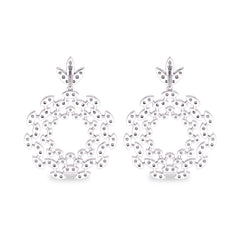 1 3/4 CT. Natural Round Diamond Studded Floral Design Earrings
