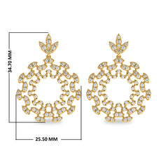 1 3/4 CT. Natural Round Diamond Studded Floral Design Earrings