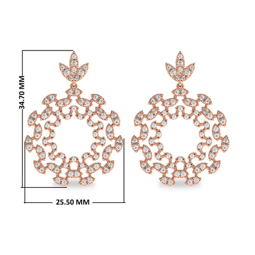 1 3/4 CT. Natural Round Diamond Studded Floral Design Earrings