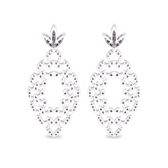 1 1/4 CT. Natural Round Diamond Studded Floral Design  Earrings