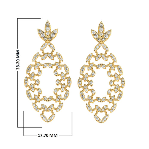 1 1/4 CT. Natural Round Diamond Studded Floral Design  Earrings