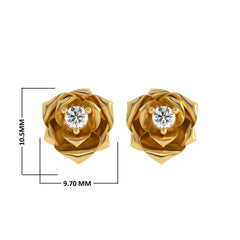 1/4 CT. Natural Round Solitaire Diamond Studded Rose Flower Stud Earrings