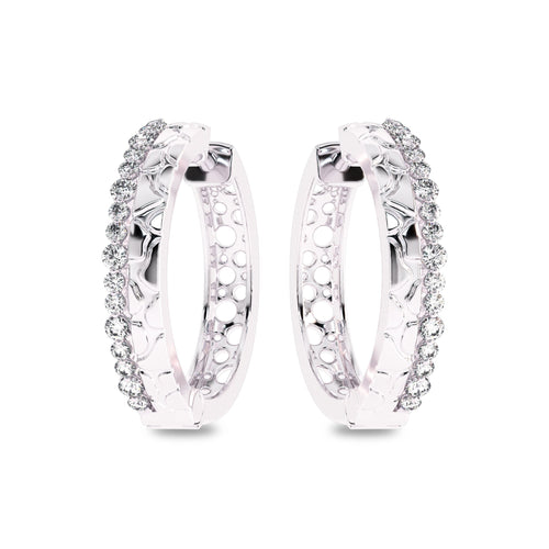 5/8 CT. Natural Round Diamond Studded Designer Hoop Earrings