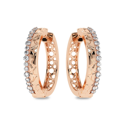 5/8 CT. Natural Round Diamond Studded Designer Hoop Earrings