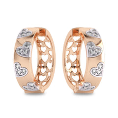 1 CT. Natural Diamond Studded Designer Little Hearts Embedded Hoop Earrings