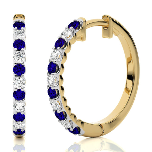 5/8 CT Sapphire Diamond Eternity Hoop Earrings