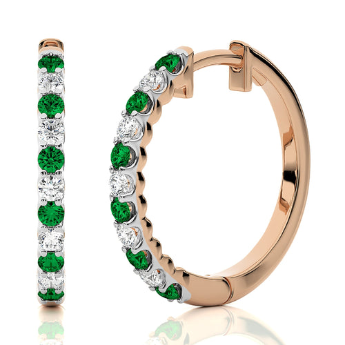 1/2 CT Emerald Diamond Eternity Hoop Earrings