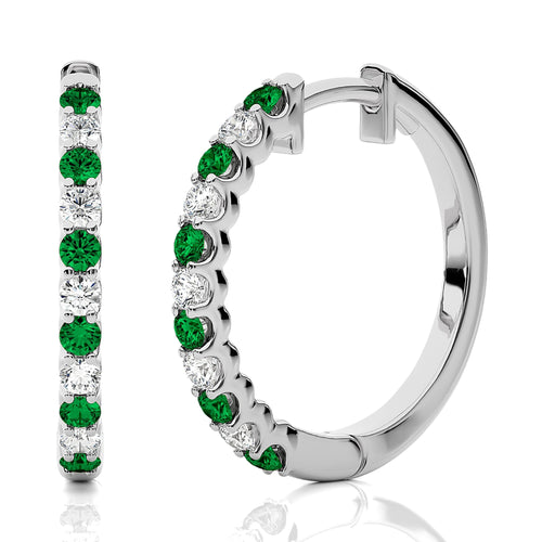1/2 CT Emerald Diamond Eternity Hoop Earrings