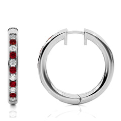 1 CT. Ruby Diamond Eternity Hoop Earrings