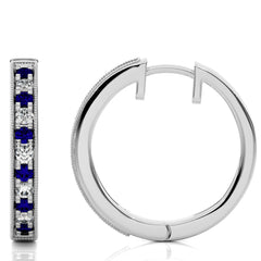 5/8 CT Sapphire Diamond Vintage Hoop Earrings