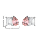 Stylist Toi et Moi Emerald and Pink pear Lab Created duo stone Fashion Earrings.
