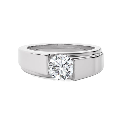 Regal Round Brilliance Solitaire Men's Lab Created Diamond Engagement Band Ring