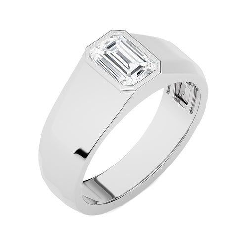 Solitaire Men's Emerald Lab Created Diamond Engagement Band