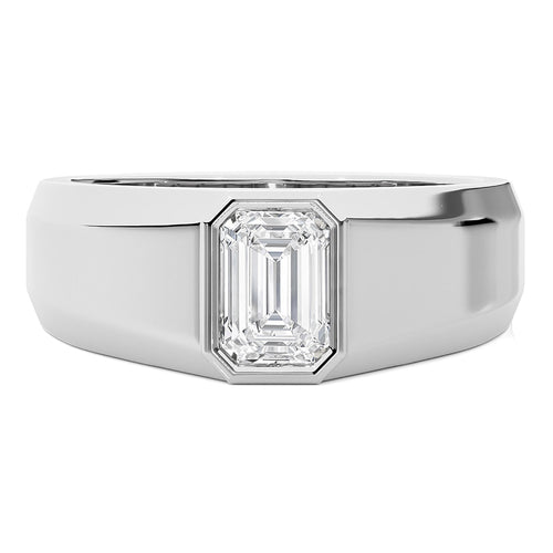 Solitaire Men's Emerald Lab Created Diamond Engagement Band
