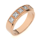 Retro Half Eternity Classic Men's Round Lab Created Diamond Engagement Band Ring