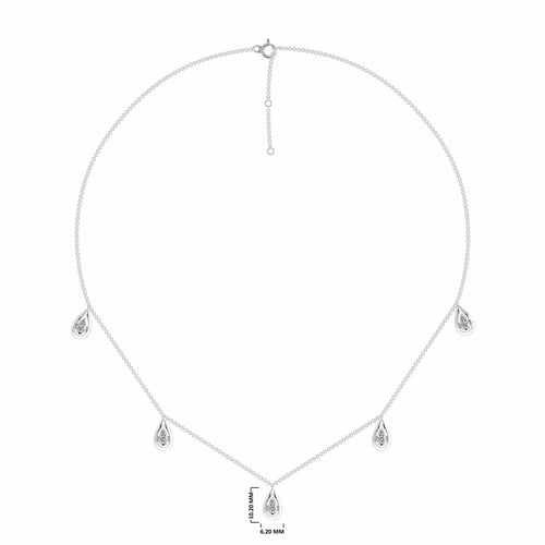 1/2 CT. Natural Round Diamond Studded Teardrops Motifs Designer Necklace