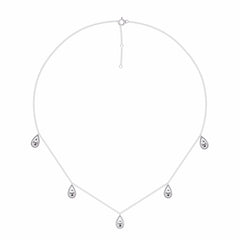1/2 CT. Natural Round Diamond Studded Teardrops Motifs Designer Necklace
