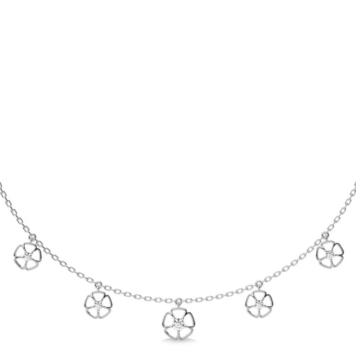 Flower Symphony  Natural Round Diamond Five Station Necklace