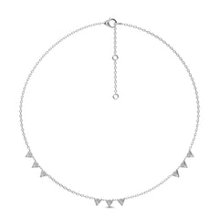 Dainty Round Natural Diamond V motifs Station Necklace