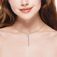 Fashionable tear drop Pear and Round Natural Diamond Necklace