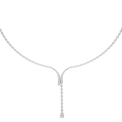 Fashionable tear drop Pear and Round Natural Diamond Necklace