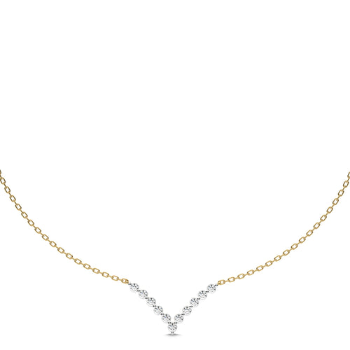Elena Serenity V shape Round Natural Diamond Necklace