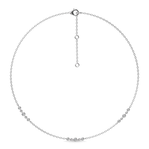 Exclusive Circular Bezel  Round Natural Diamond Tripple Station Necklace