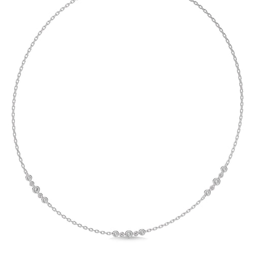 Exclusive Circular Bezel  Round Natural Diamond Tripple Station Necklace