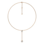 Classic Pear and Heart Twin Natural Diamond Lariat Necklace