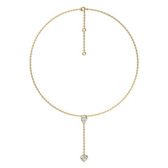 Classic Pear and Heart Twin Natural Diamond Lariat Necklace
