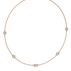 Zenith Baguette and Round Bezel Natural Diamond by the Yard Necklace