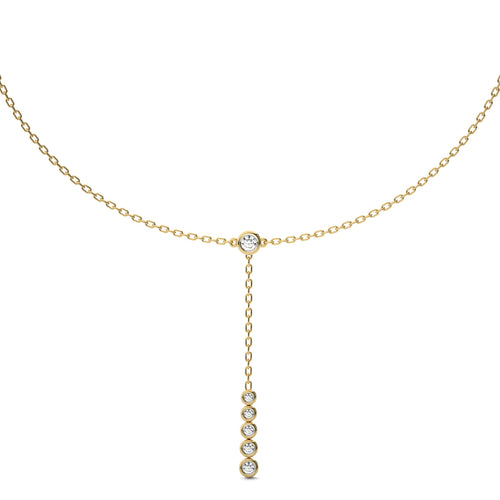 Zephyr Round Bezel Natural Diamond Y Necklace