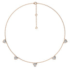 Graceful Heart Shapes Round Natural Diamond by the yard Necklace