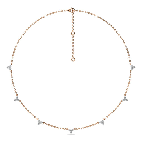 Noble Trio Round Natural Diamond Station Necklace