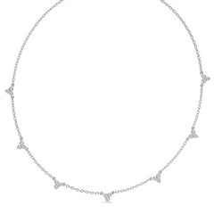 Noble Trio Round Natural Diamond Station Necklace
